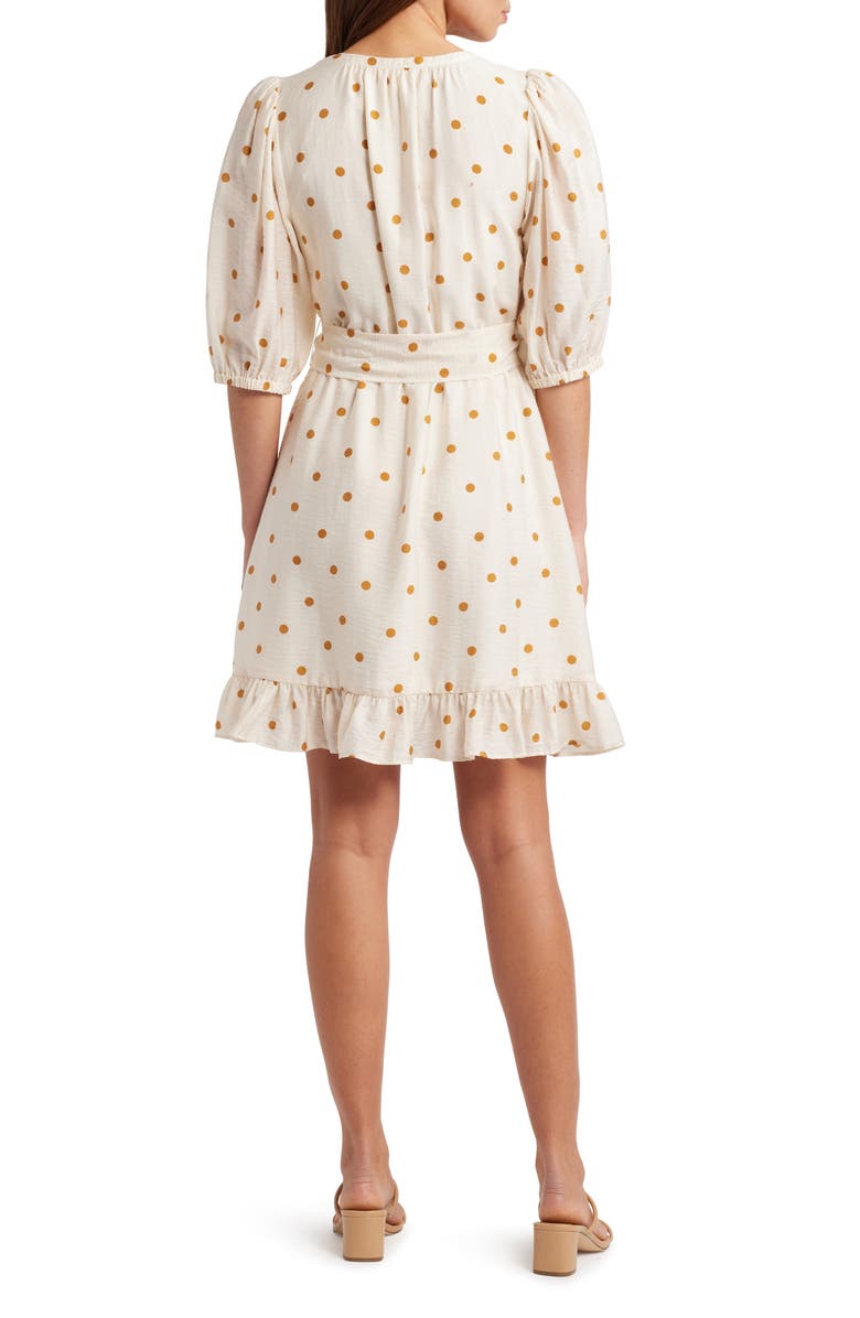 Caslon<sup>®</sup> Pintuck Tie Waist Dress, Alternate, color, Ivory- Brown Disorderly Dot