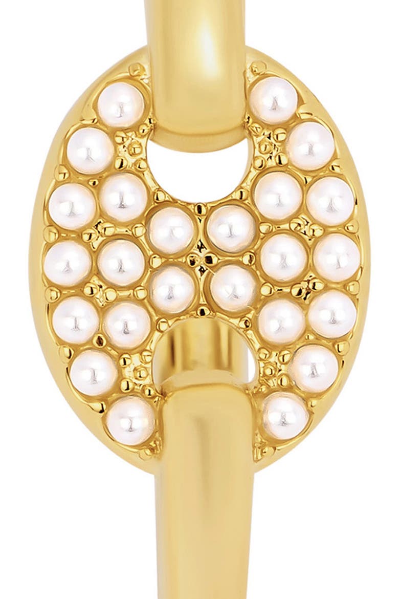 Modern Muse Faux Pearl Mariner Huggie Hoop Earrings, Alternate, color, GOLD