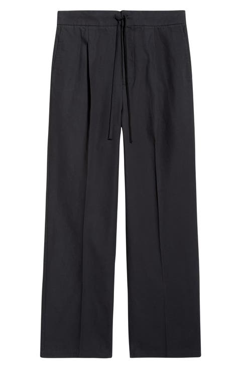 Cotton Canvas Pleat Front Pants