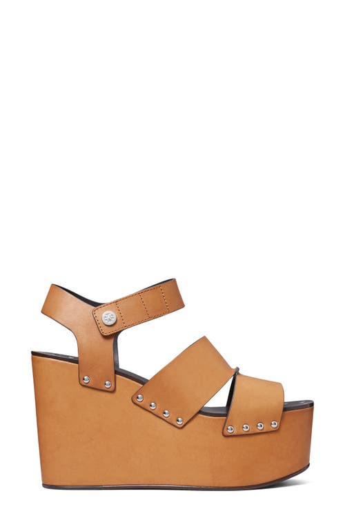 Tory Burch Stud Platform Wedge Sandal In Camello