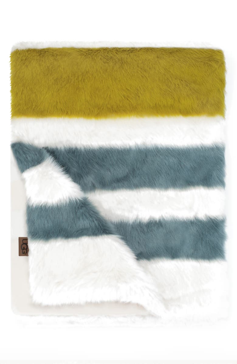 UGG<sup>®</sup> Royale Surf Stripe Faux Fur Throw Blanket, Main, color,