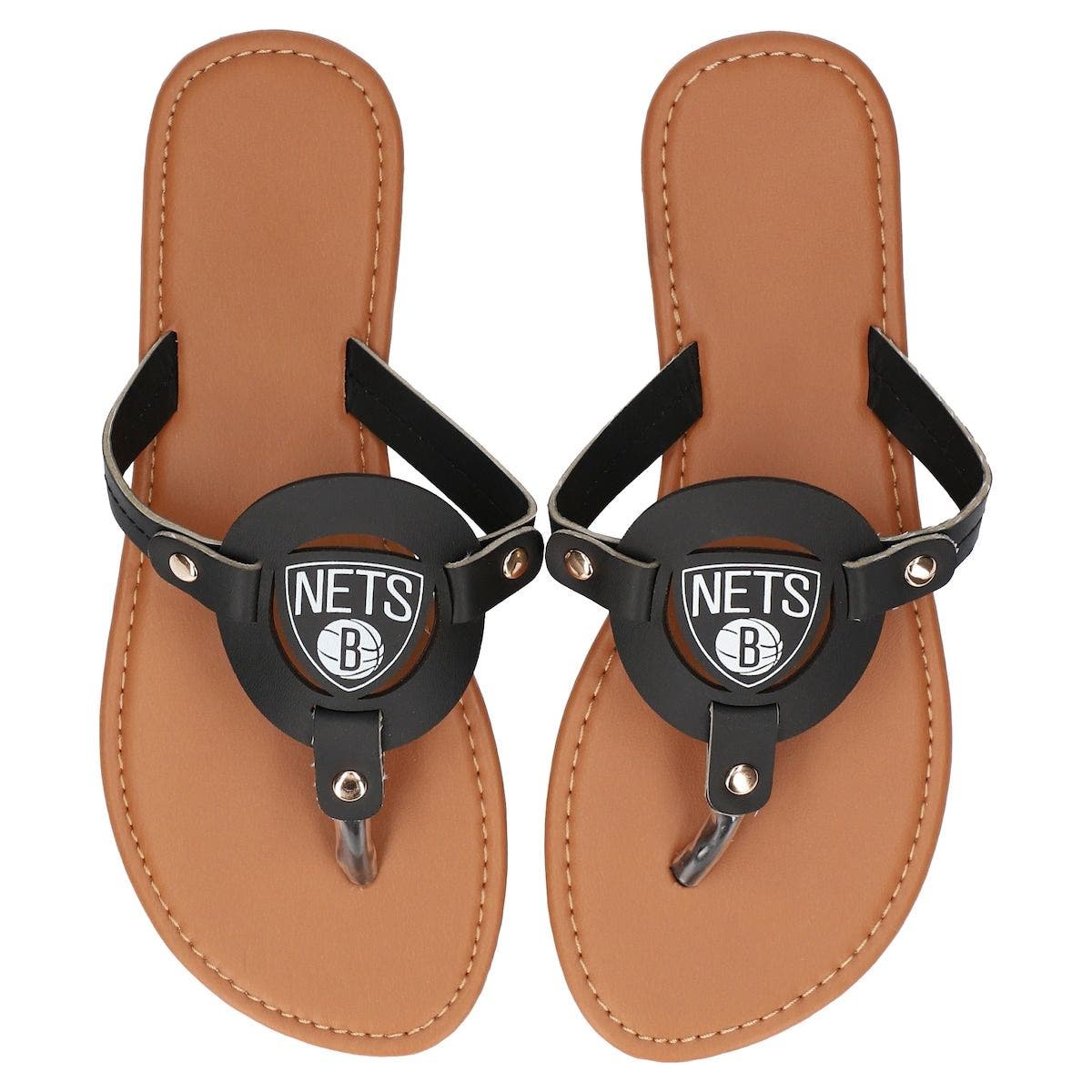 FOCO Women's Brooklyn Nets Die-Cut Logo Flip Flops, Alternate, color, 