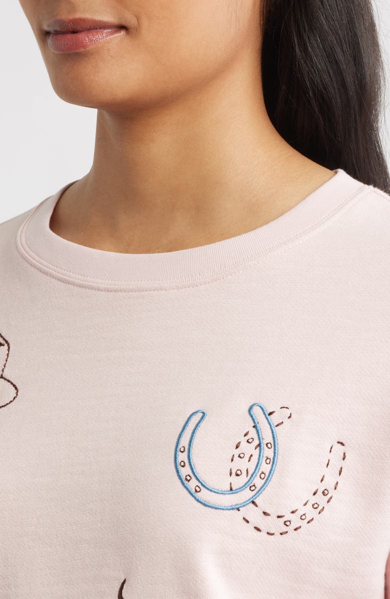 Pendleton Wild West Embroidered Cotton Graphic Sweatshirt, Alternate, color, Soft Rose