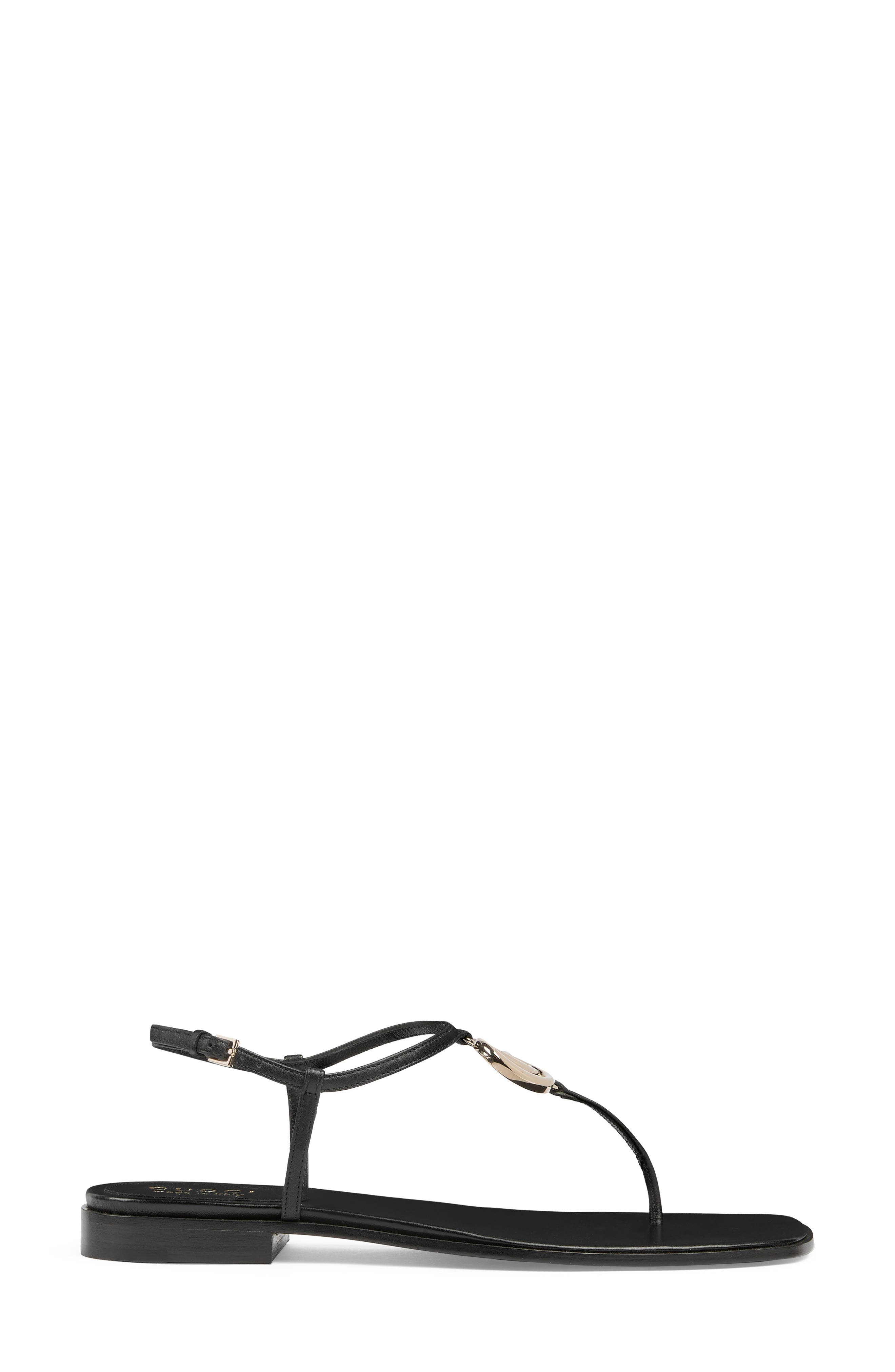 Gucci Marmont GG T-Strap Sandal, Alternate, color, Black