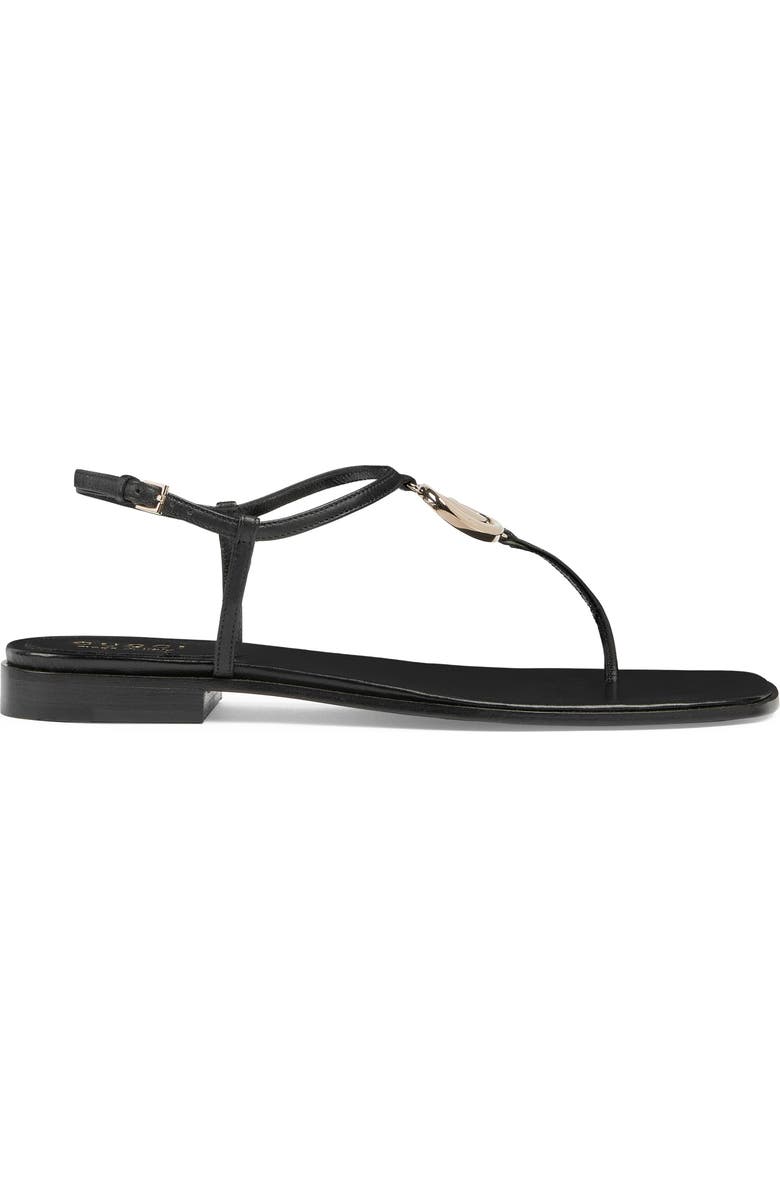 Gucci Marmont GG T-Strap Sandal, Alternate, color, Black