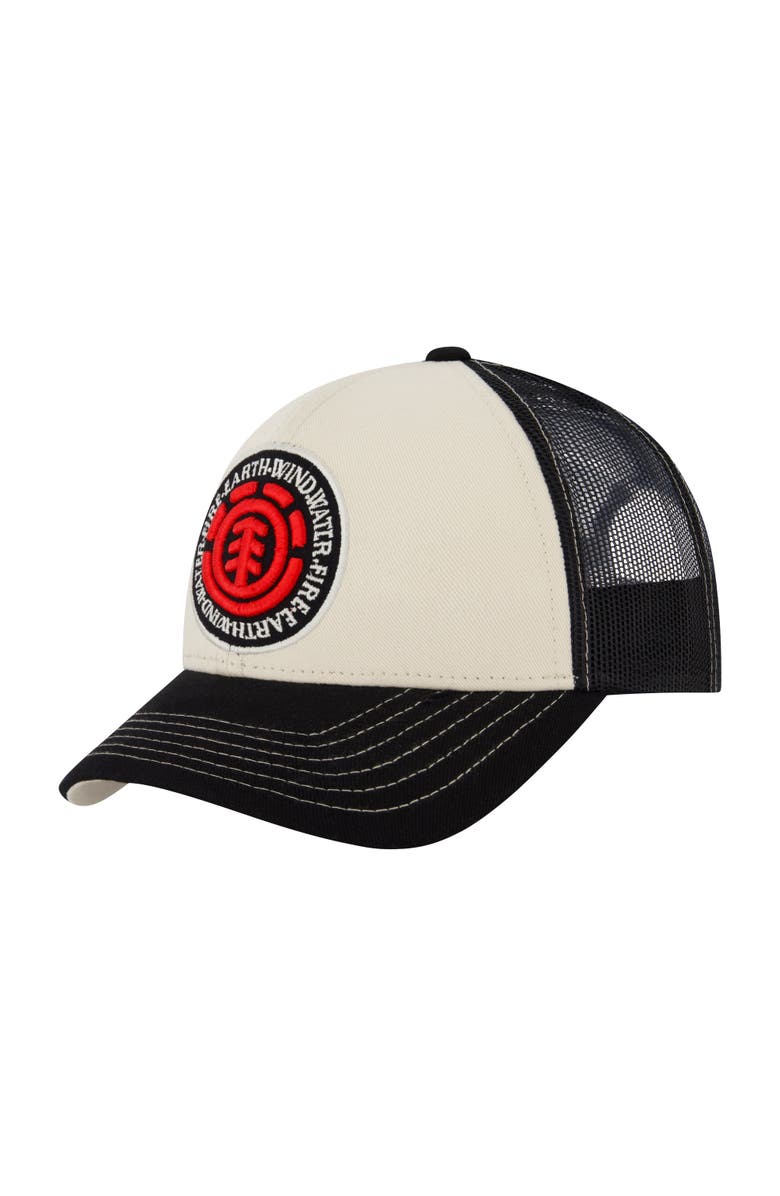 Element Constructed Contrast Stitch Cotton Twill Trucker Cap, Main, color, Black