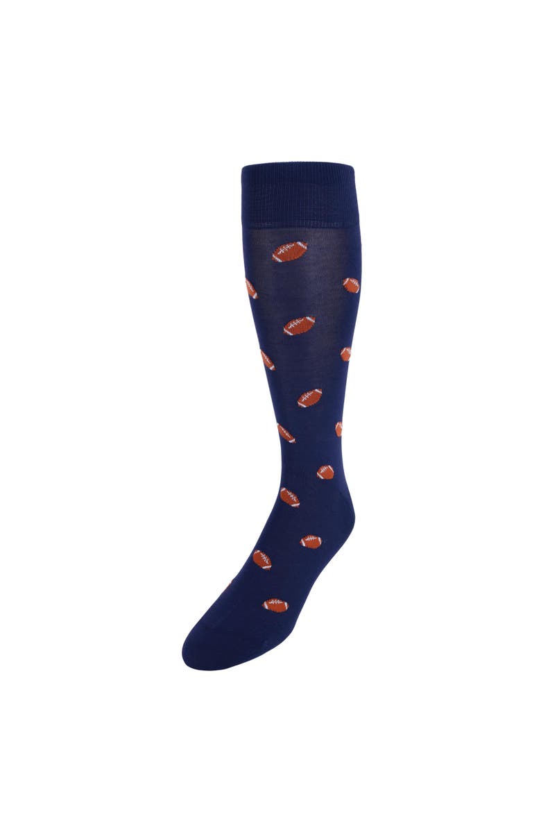Trafalgar Touchdown Football Novelty Mercerized Cotton Mid-Calf Socks, Main, color, 