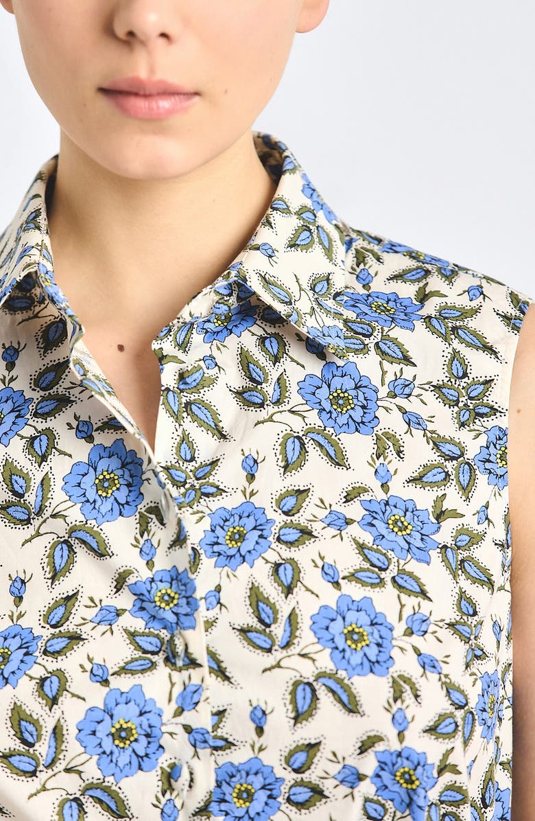 Derek Lam 10 Crosby Faee Printed Cropped Shirt, Alternate, color, Blue Bell Floral