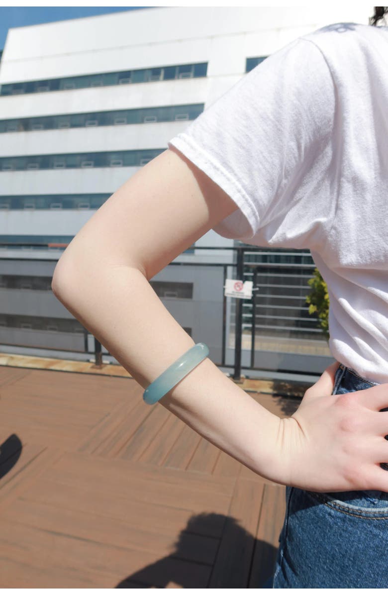 seree Silk Collection Pool Blue Jade Stone Bangle, Alternate, color, Blue