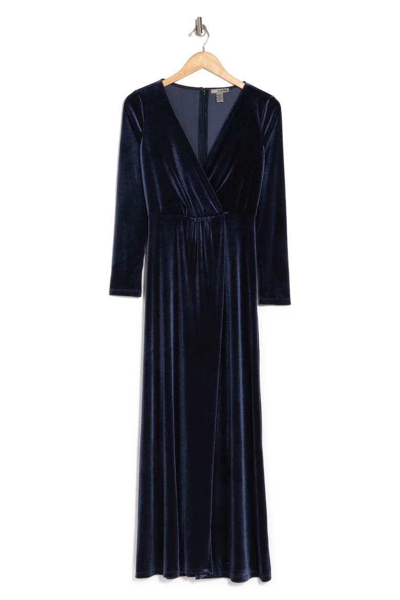 Love by Design Long Sleeve Velvet Maxi Dress, Alternate, color, MIDNIGHT NAVY