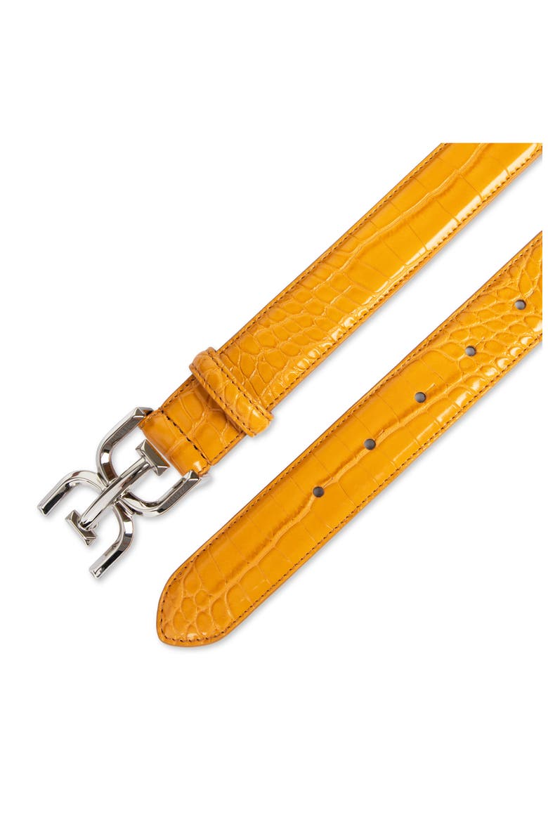 Logo Buckle Belt, Alternate, color, MUSTARD CROC