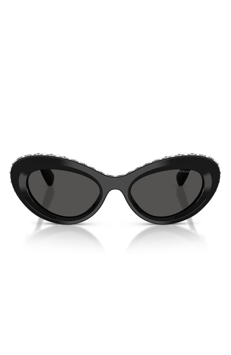 Swarovski 51mm Cat Eye Sunglasses, Main, color, Black / Dark Grey