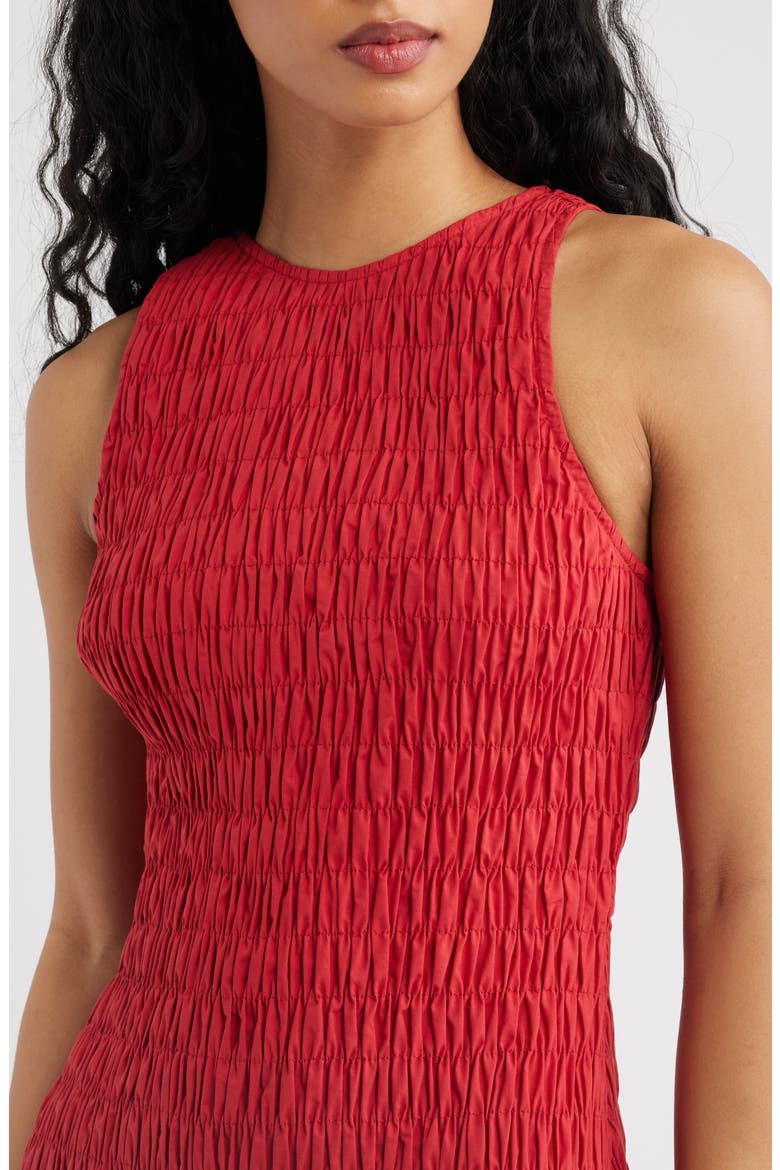 Sanchia Shirred Drop Waist Midi Dress, Alternate, color, CHILLI