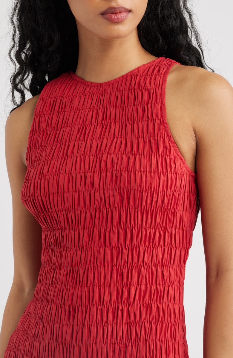 Faithfull the Brand Sanchia Shirred Drop Waist Midi Dress, Alternate, color, Chilli