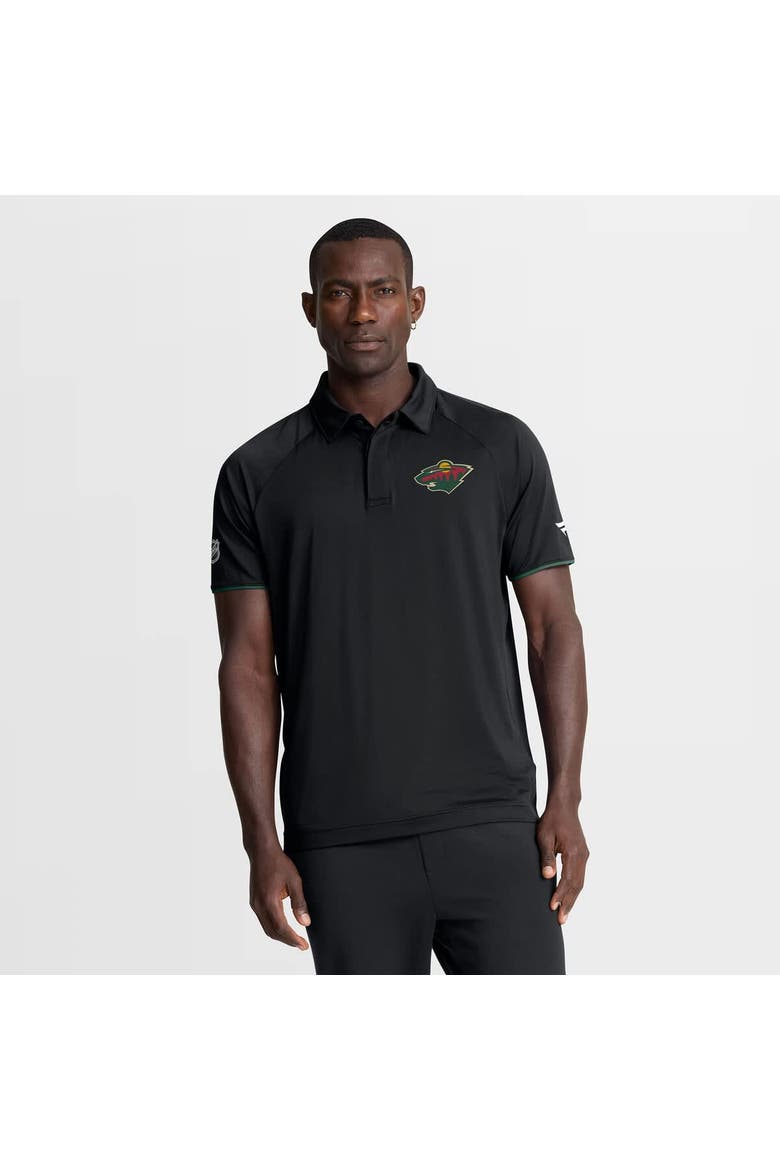 Men's Fanatics Black Minnesota Wild Authentic Pro Rink Raglan Polo, Main, color, Black