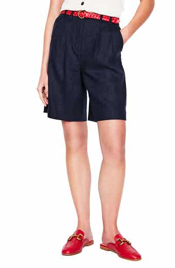 Boden Relaxed Pleated Linen Blend Shorts