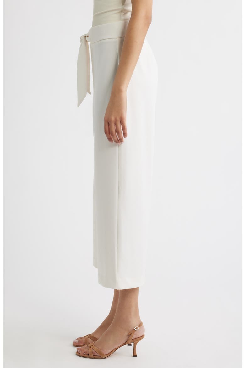 Tie Front Pull-On Wide Leg Crop Pants, Alternate, color, WHITE DOVE