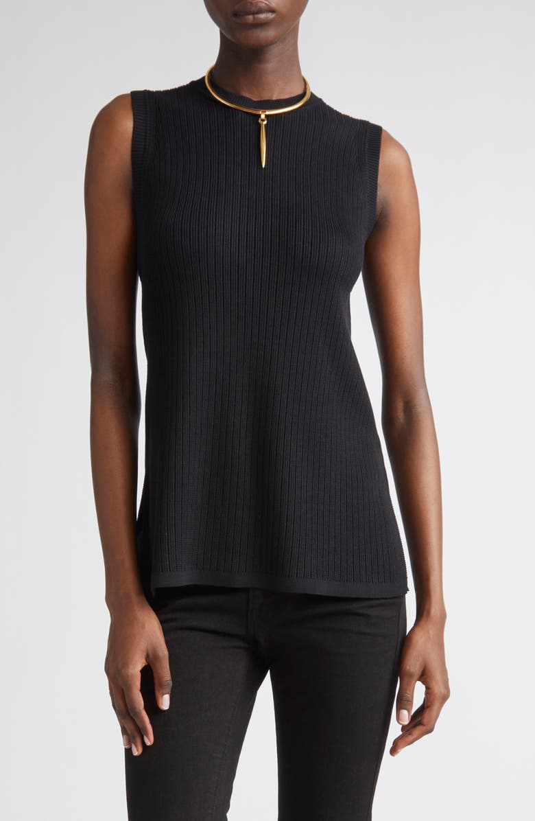 TOM FORD Sleeveless Rib Mini Sweater Dress, Main, color, Black