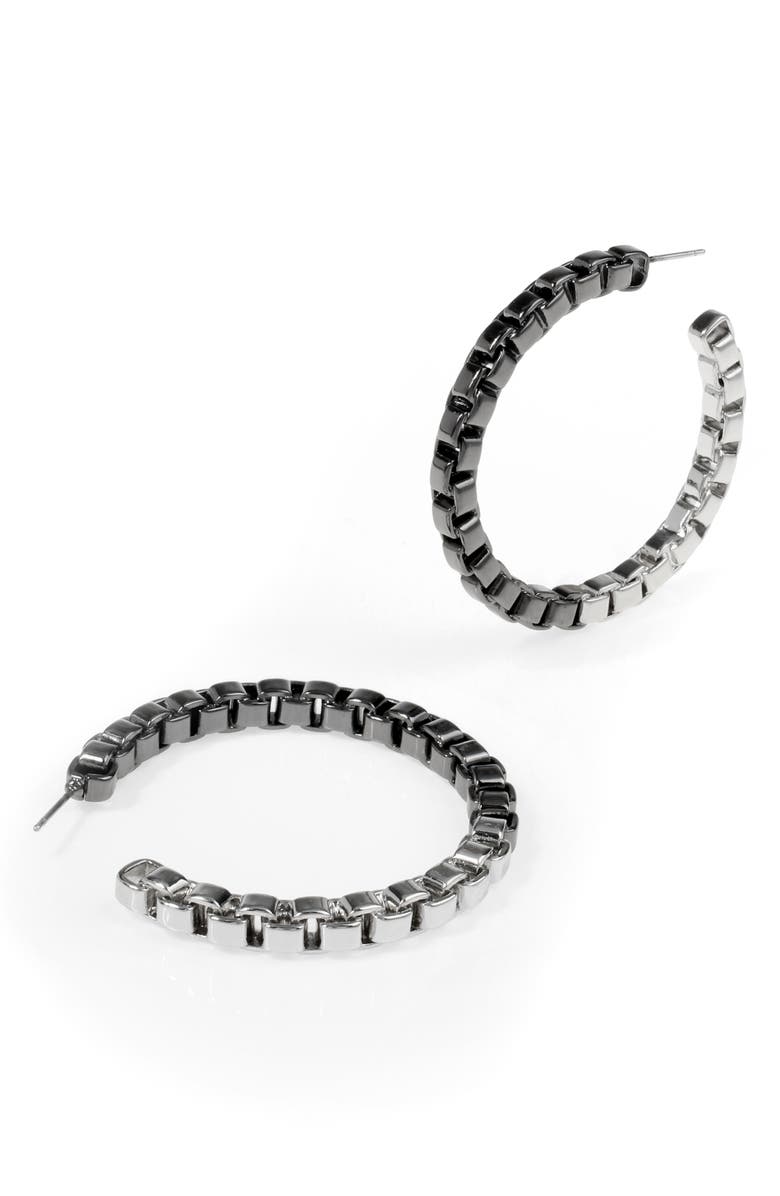 AllSaints Box Chain Hoop Earrings, Alternate, color, Two Tone
