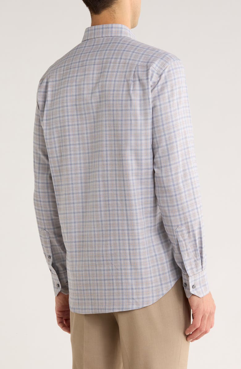 David Donahue Twill Check Print Sport Shirt, Alternate, color, Charcoal/ Multi