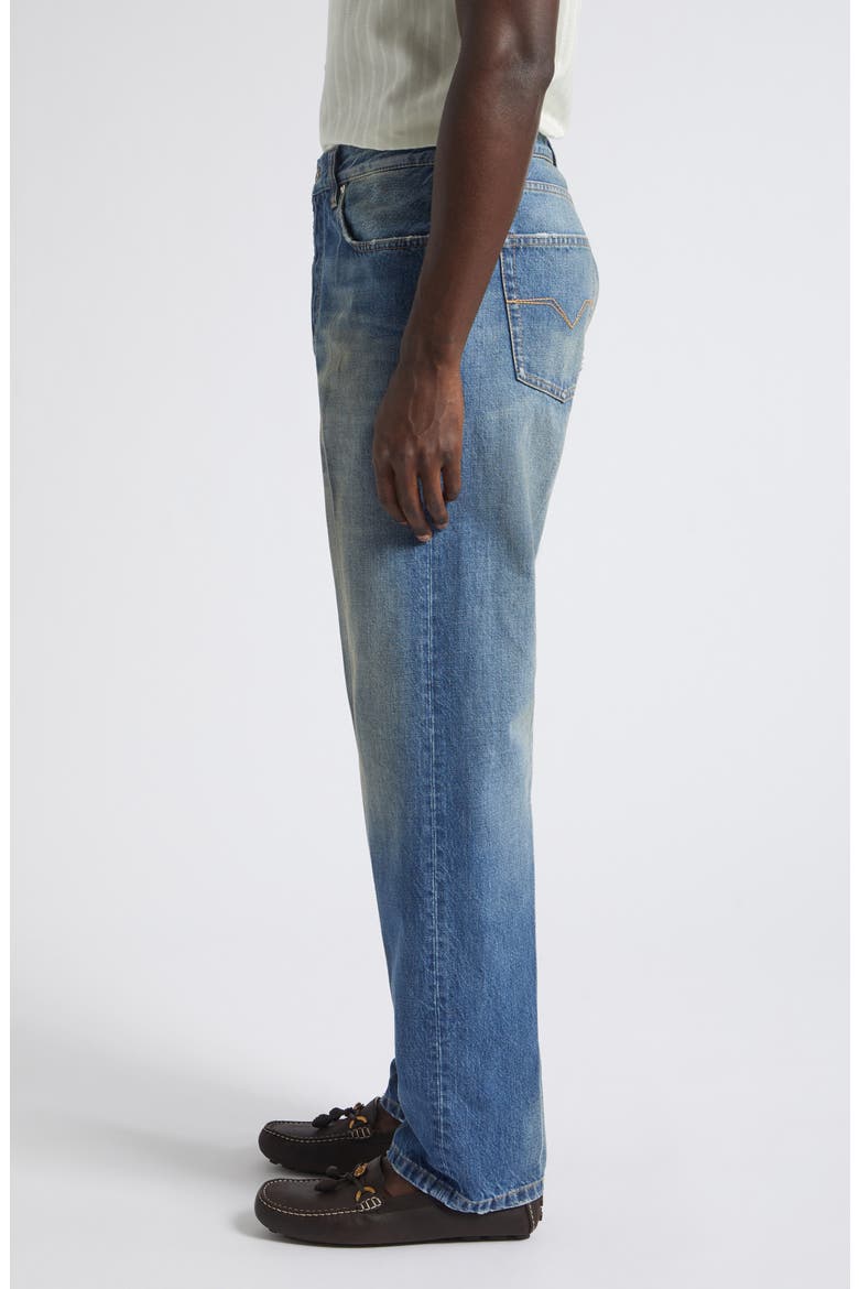 Distressed Straight Leg Jeans, Alternate, color, MEDIUM BLUE