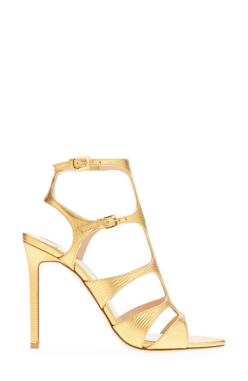 Tom Ford Lizard-printed Leather Caged Sandals In Gold