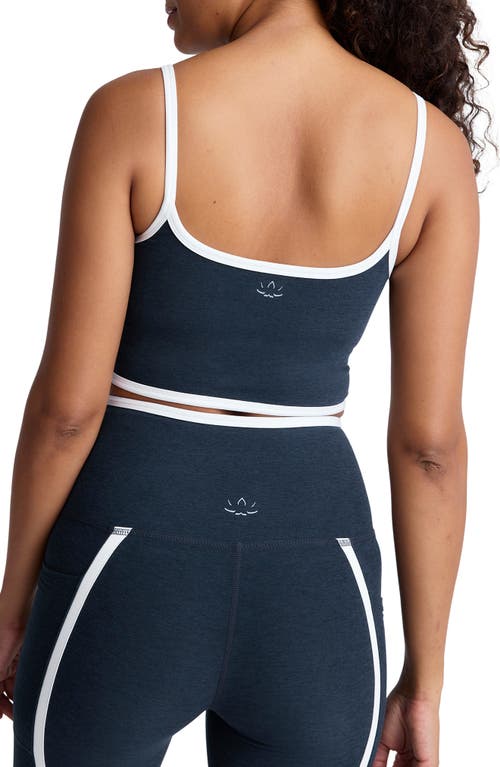Shop Beyond Yoga New Moves Space Dye Crop Camisole In Nocturnal Navy/cloud White