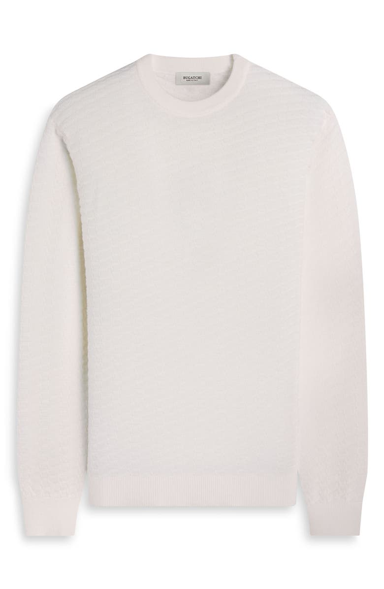 Bugatchi Pyramid Stitch Merino Wool & Silk Crewneck Sweater, Alternate, color, Chalk
