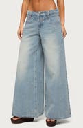 EDIKTED Stitched Low Rise Wide Leg Jeans