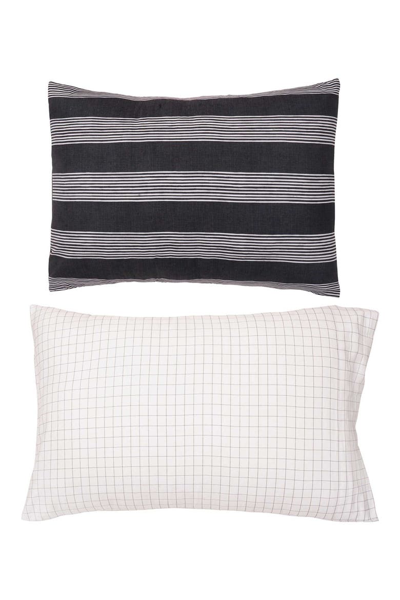 Banded Stripe Grid 3-Piece Comforter Set, Alternate, color, BLACK/ WHITE