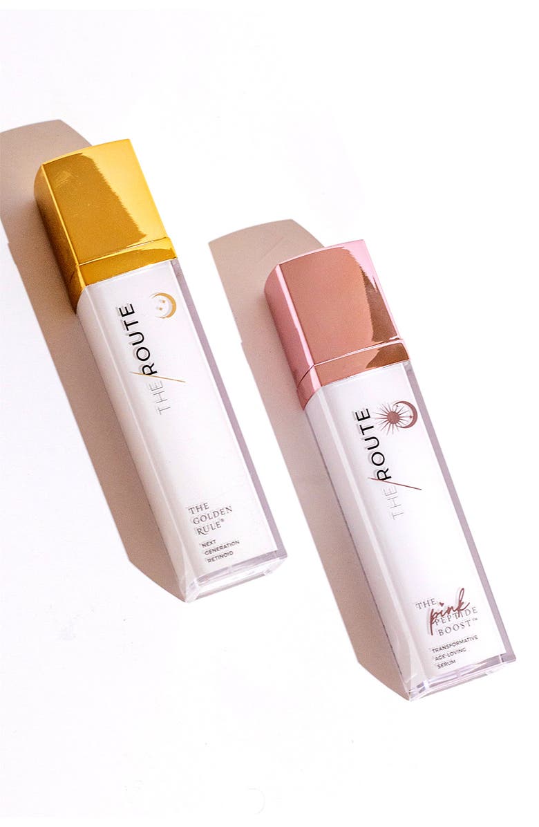 The Route Beauty The Power Pair Serum Duo The Pink Peptide Boost and The Golden Rule Retinoid, Main, color,
