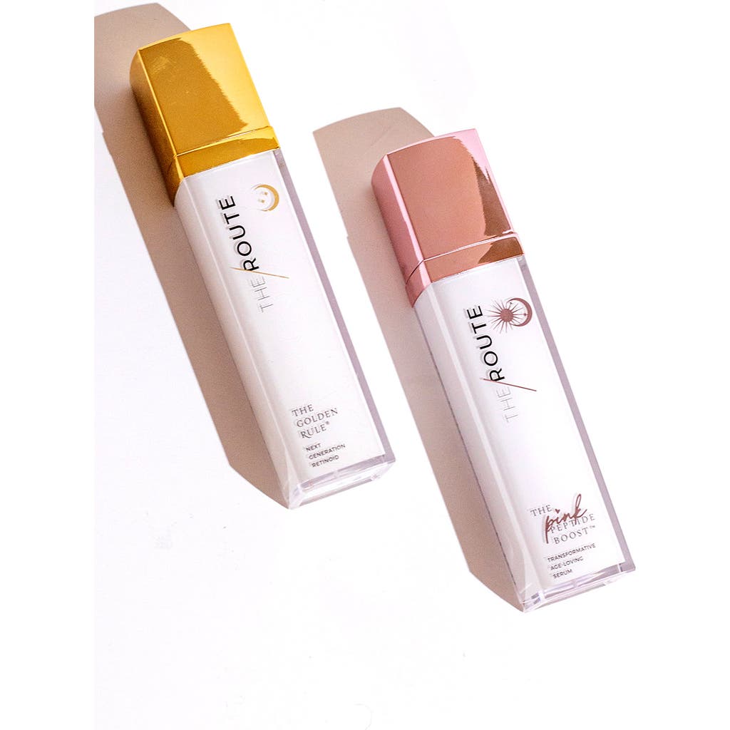 The Route Beauty The Power Pair Serum Duo The Pink Peptide Boost And The Golden Rule Retinoid