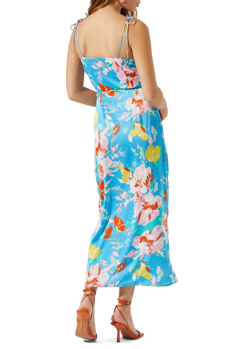 ASTR the Label Floral Satin Wrap Dress, Alternate, color, 