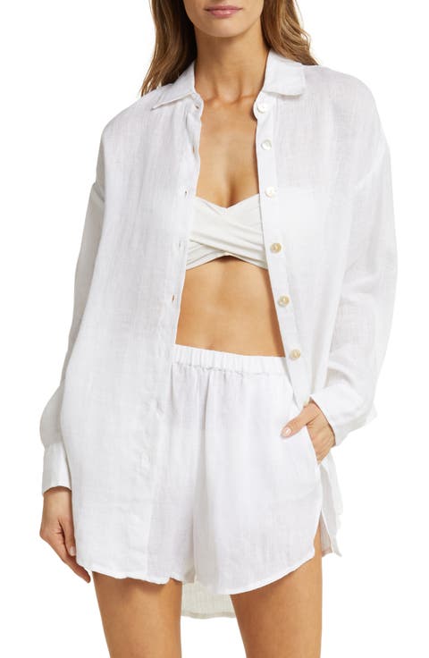 Playa Oversize Linen Cover-Up Shirt