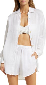 Vitamin A® Playa Oversize Linen Cover-Up Shirt