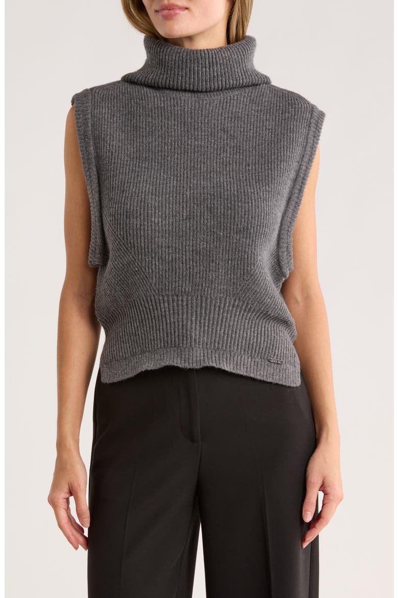Sleeveless Turtleneck Sweater, Main, color, HEATHER GREY