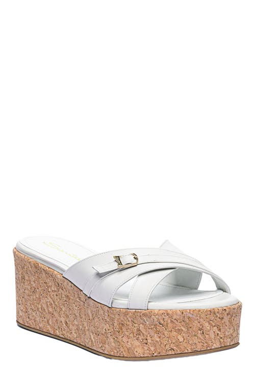 Santoni White Leather Wedge In White