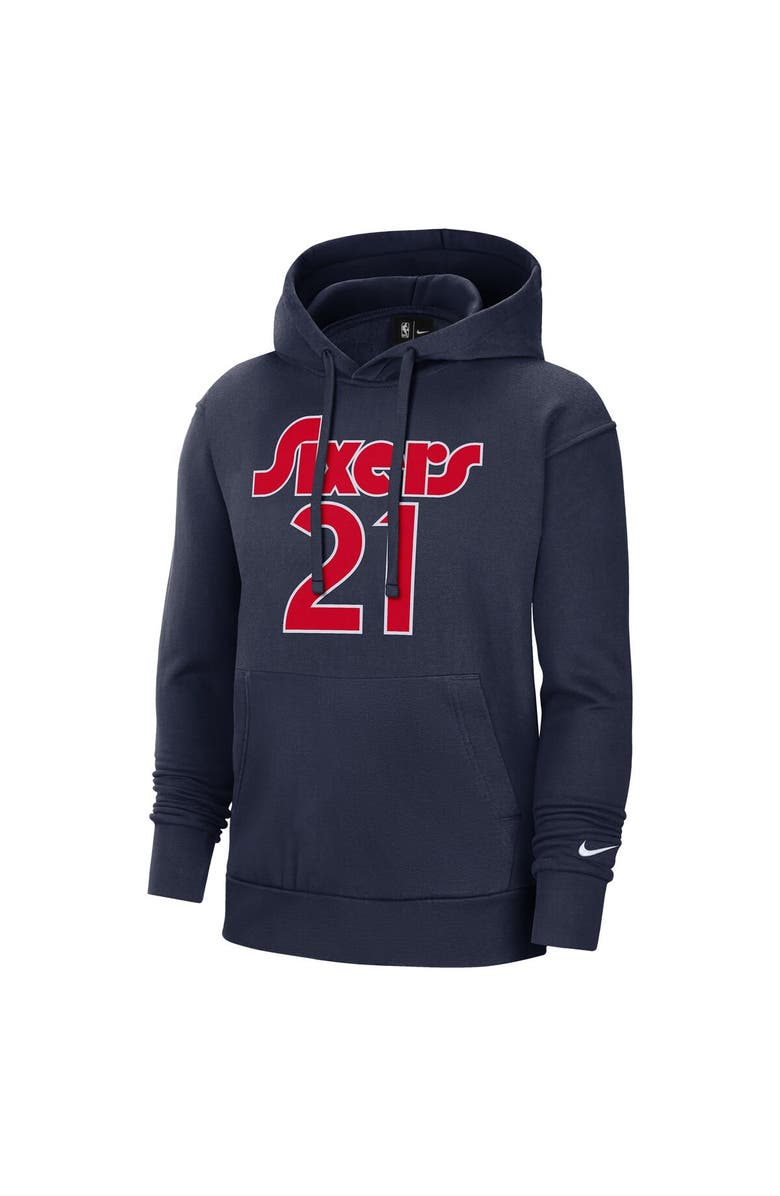 Nike Men's Nike Joel Embiid Navy Philadelphia 76ers 2021/22 City Edition Name & Number Pullover Hoodie, Alternate, color,