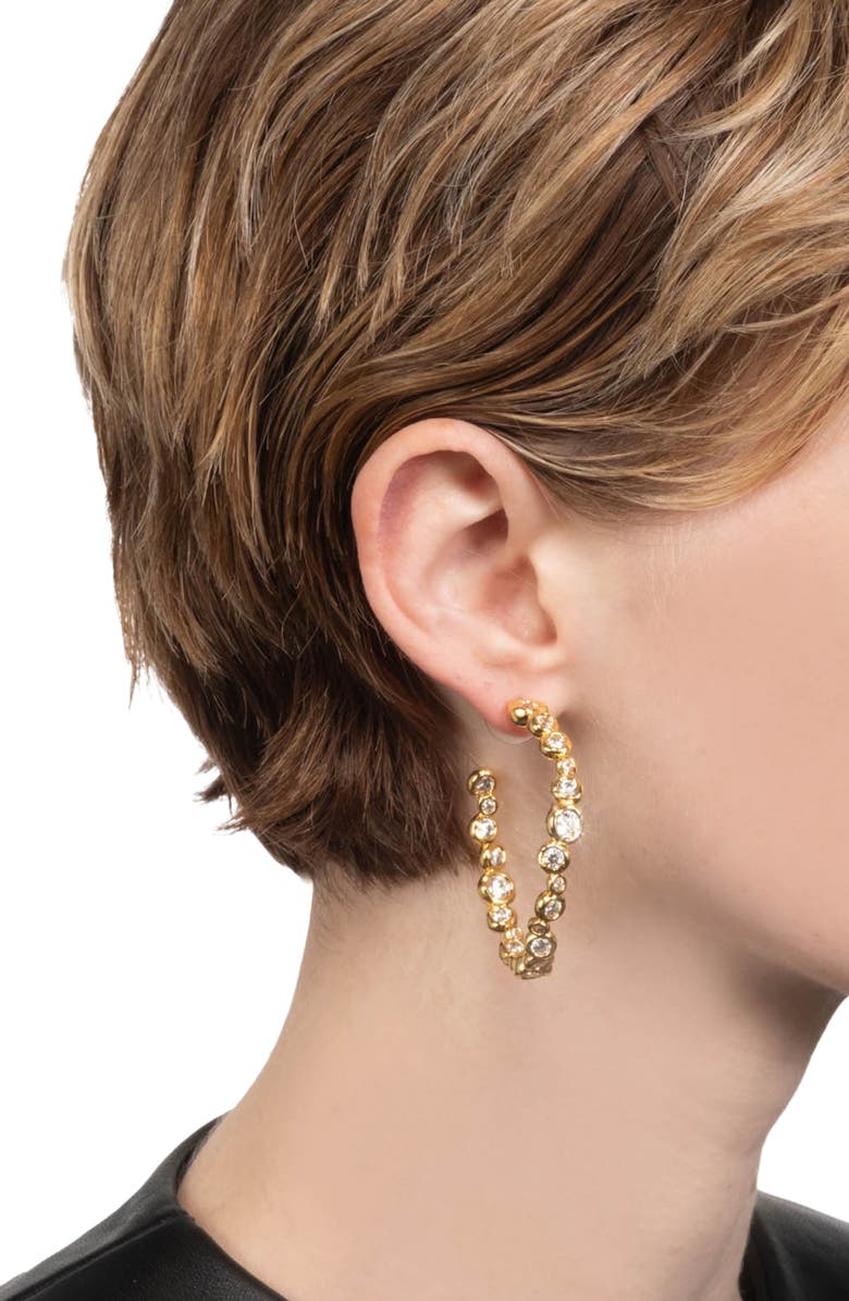 Alexis Bittar Large Asterales Cubic Zirconia Inside Out Hoop Earrings, Alternate, color, Gold/ Stones