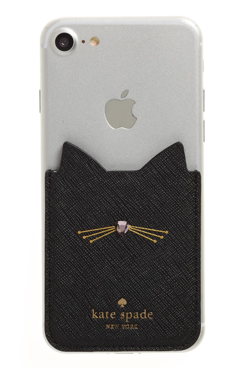 cat iPhone 7/8 sticker pocket, Main, color, BLACK