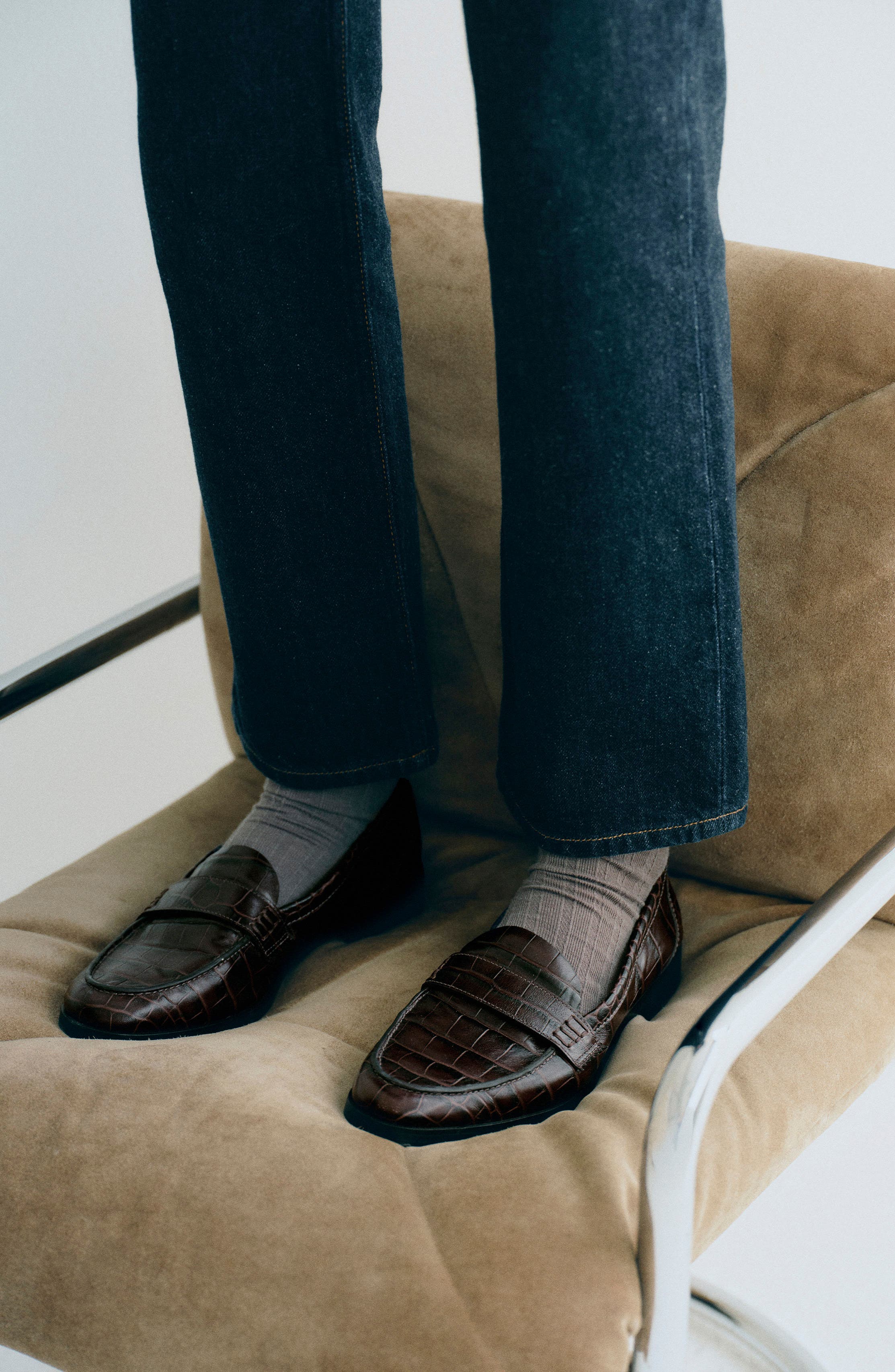 Kaylee Loafer, Alternate, color, DARK CHOCOLATE CROC