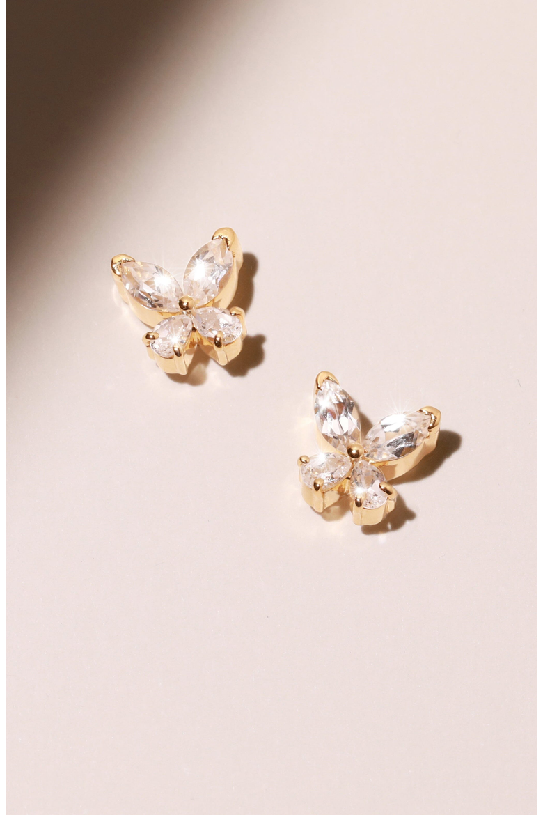 Lab Grown Sapphire Butterfly Earrings, Alternate, color, Yellow Gold Vermeil