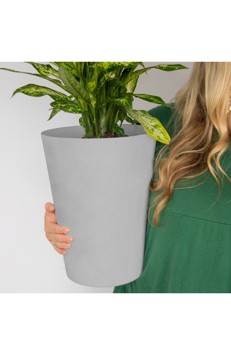 Bloem 14 Inch Tall Finley Tapered Round Planter, Cement, Alternate, color, Gray