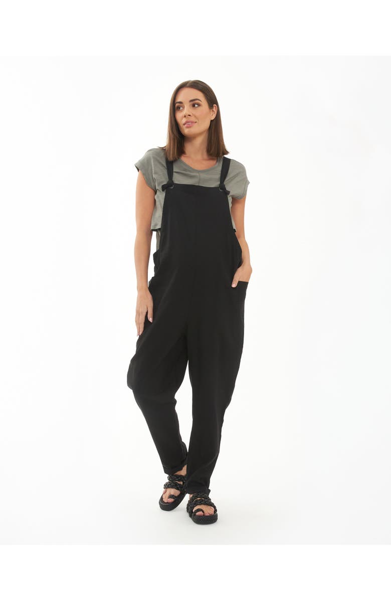 Ripe Maternity Poppy Linen Jumpsuit Black, Main, color, Black