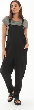 Ripe Maternity Poppy Linen Jumpsuit Black