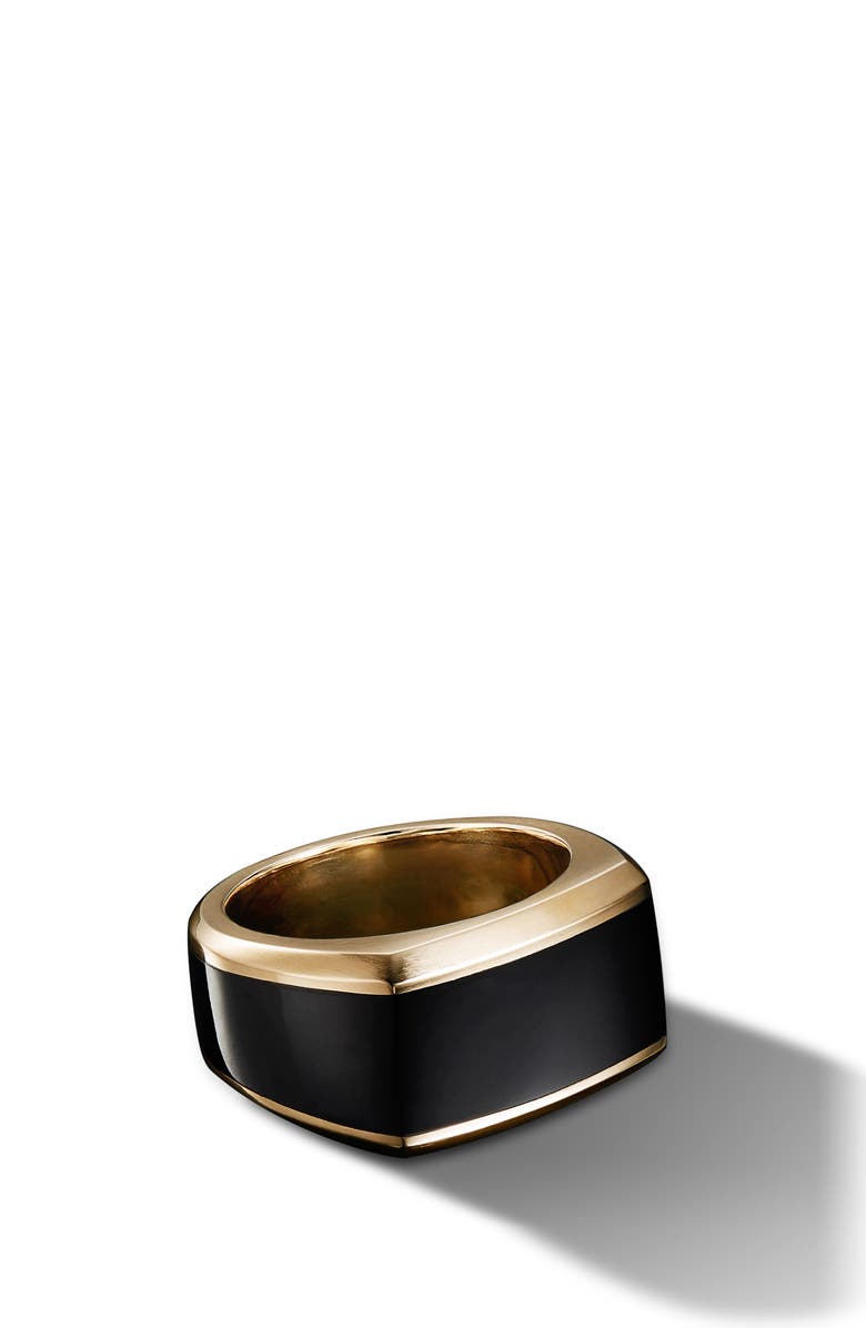 David Yurman Roman 18K Gold Signet Ring with Black Onyx, Main, color,