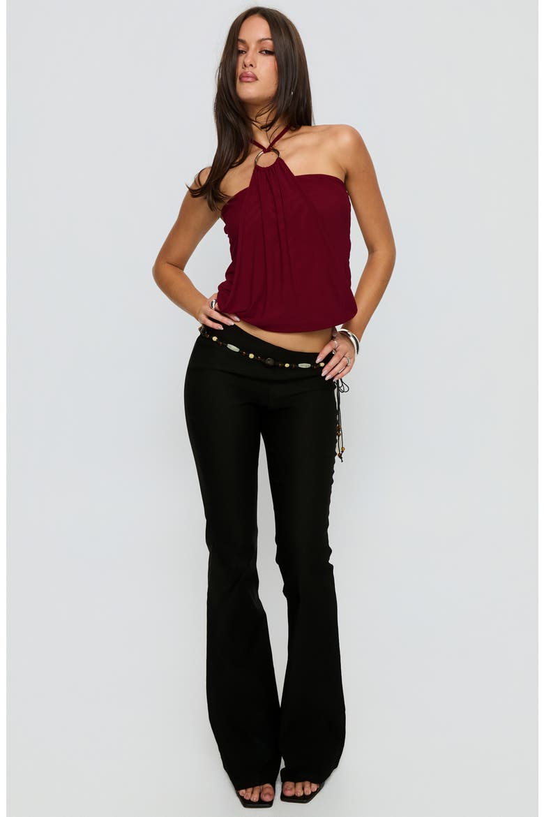 Krislynn Button Belt Flared Pants, Alternate, color, BLACK