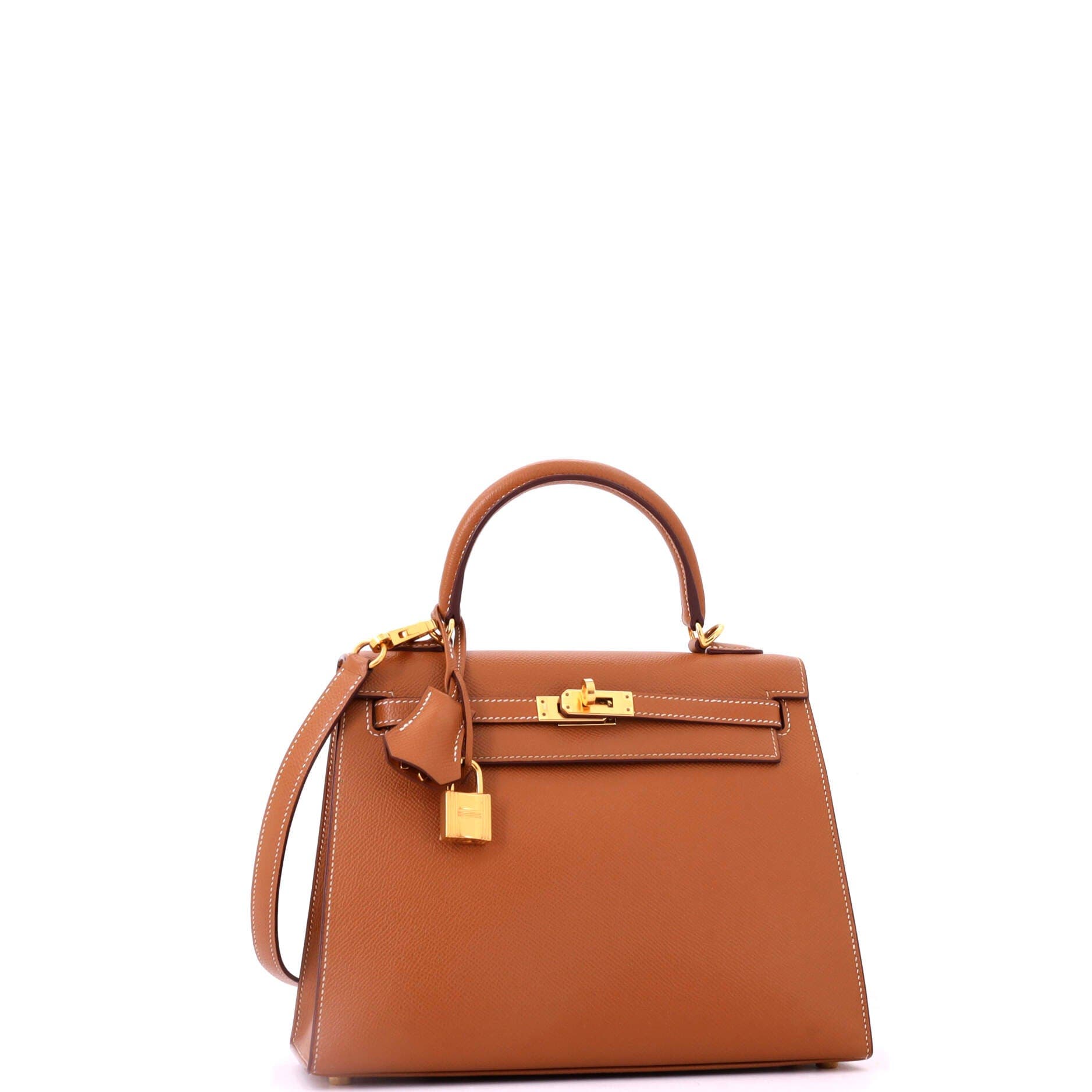 Pre-Owned Hermes Kelly Handbag Brown Epsom with Gold Hardware 25, Alternate, color, Gold