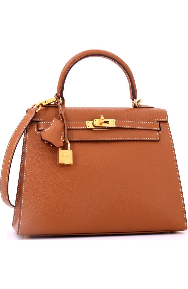 Pre-Owned Hermes Kelly Handbag Brown Epsom with Gold Hardware 25, Alternate, color, Gold