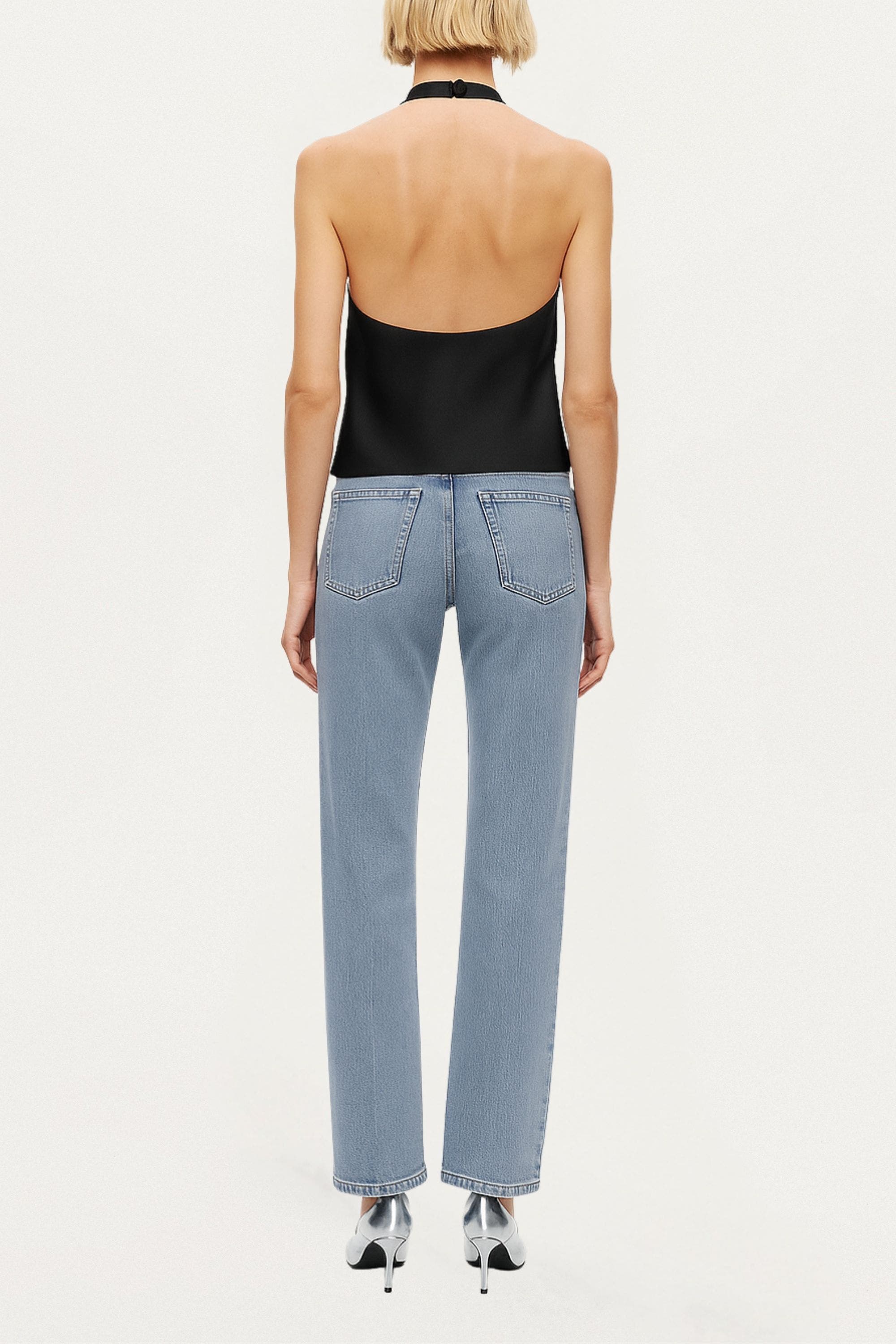 Satin Halter-Neck Draped Top - image 2